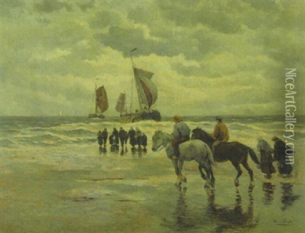Ankunft Der Fischerboote Oil Painting - Willem van der Vliet