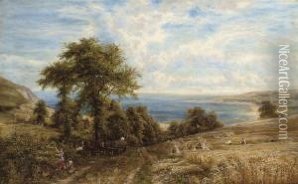Harvesting On The Coast Oil Painting - Edmund George Warren