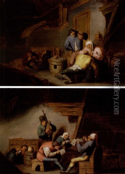 Allegorie Von Vier Sinnen: Fuhlen, Riechen, Tasten Und Sehen (set Of 4) Oil Painting - Adriaen Jansz van Ostade