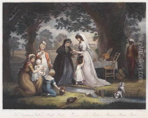 The Dipping Well In Hyde Park; The Drinking Well In Hyde Park Oil Painting - James Godby