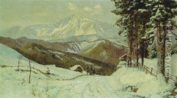 Winterlandschaft Oil Painting - Konrad Petrides