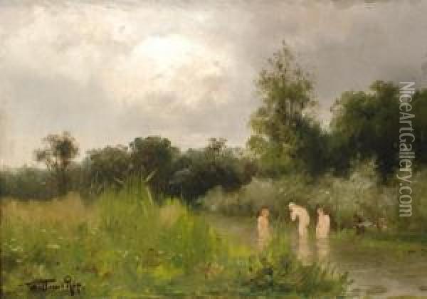 By A Brook Oil Painting - Willem Cornelis Rip