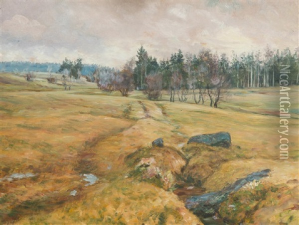 A Wet Winter Oil Painting - Frantisek Kavan