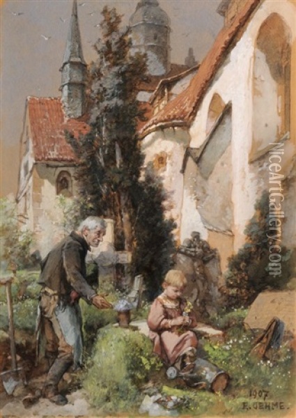 Auf Dem Friedhof Oil Painting - Ernst Erwin Oehme