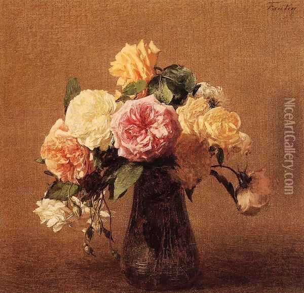 Roses X Oil Painting - Ignace Henri Jean Fantin-Latour