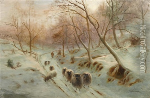A Country Lane In Winter Oil Painting - Joseph Farquharson