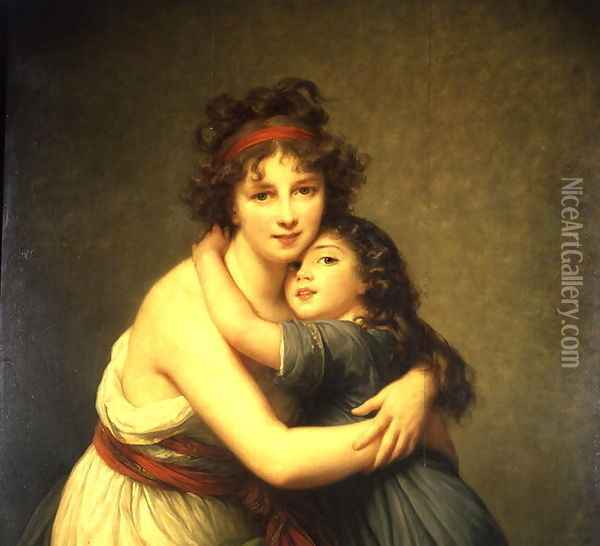 Madame Vigee-Lebrun and her Daughter, Jeanne-Lucie-Louise 1780-1819 1789 Oil Painting - Elisabeth Vigee-Lebrun