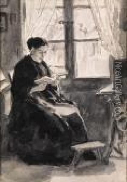 Lesende Frau Oil Painting - Albert Anker