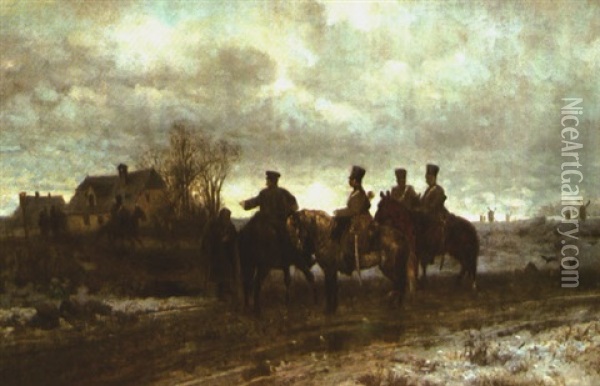 Patrol Polski W 1830 Roku Oil Painting - Maximilian Gierymski