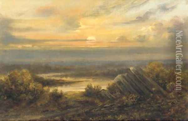 Sunset Oil Painting - Homer Dodge Martin