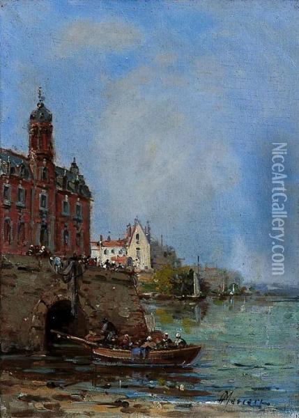 Retour De Peche Au Port Oil Painting - Gustave Mascart