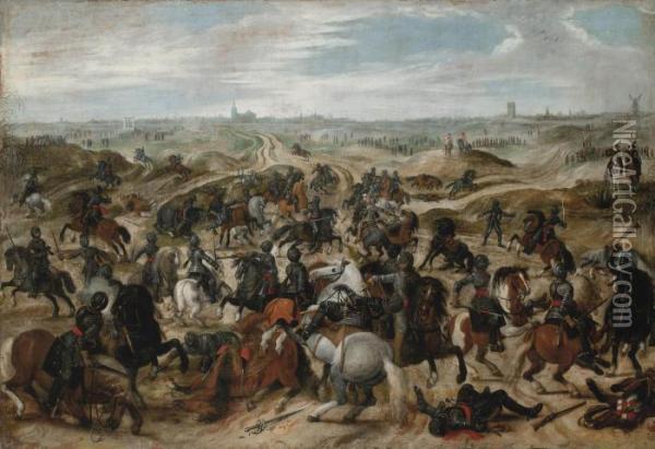 The Battle Between Lekkerbeetje And Braut On The Heath Of Vught Oil Painting - Sebastien Vrancx