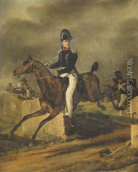 Officier A Cheval Oil Painting - Horace Vernet