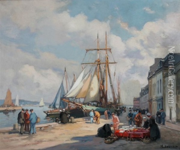 Port En Bretagne Oil Painting - Henri Alphonse Barnoin