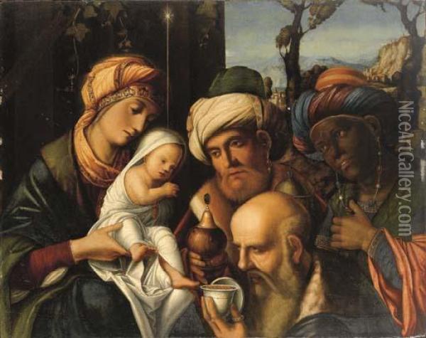 Adorazione Dei Magi Oil Painting - Francesco Rizzo Da Santa Croce