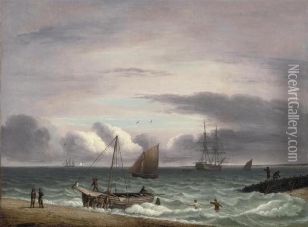 Off To The Fishing Grounds Oil Painting - Thomas Luny