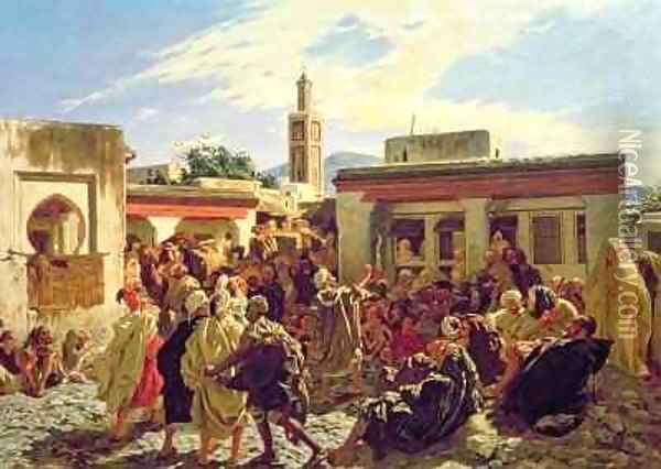 The Moroccan Storyteller Oil Painting - Alfred Dehodencq