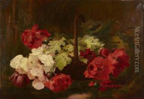 A Still Life Of Oriental Poppies Oil Painting - Louise Ellen Perman
