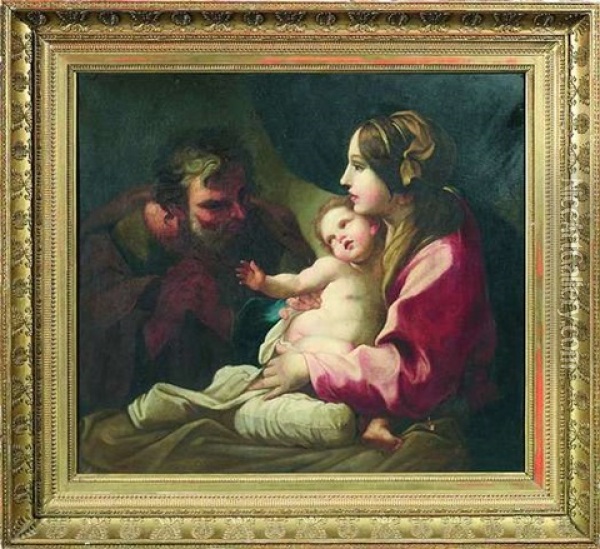 Die Heilige Familie Oil Painting - Simone Cantarini