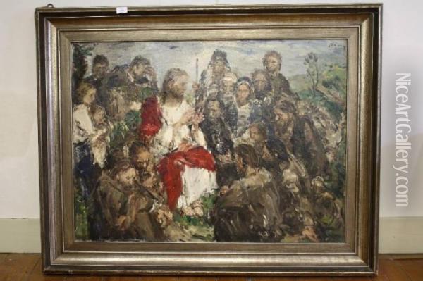 De Bergrede Van Christus Oil Painting - Aurel Naray
