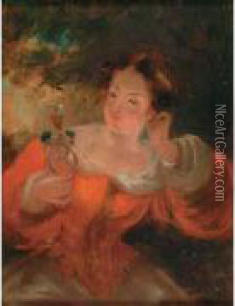 Jeune Femme Au Hanap Oil Painting - Louis Henry Hippol. Poterlet