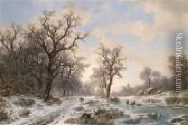 Winterlandschaft Mit Holzsammlern Oil Painting - Remigius Adriannus van Haanen