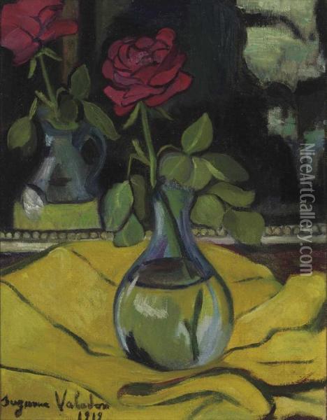 Rose Dans Un Vase Oil Painting - Suzanne Valadon