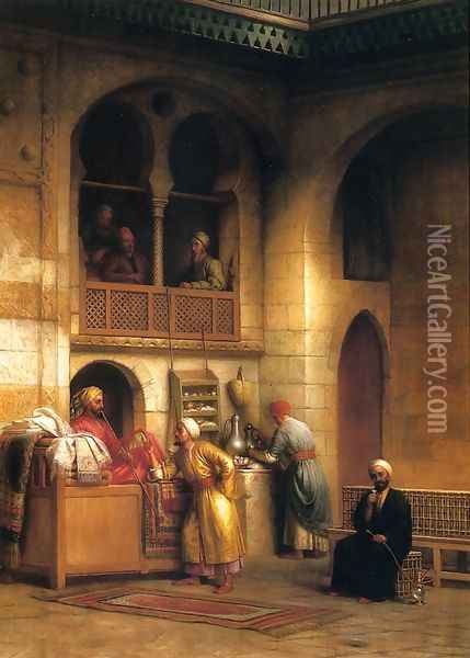 Rug Bazaar, Cairo Oil Painting - George Henry Hall