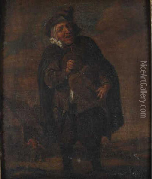 Joueur De Vielle Oil Painting - David The Younger Teniers