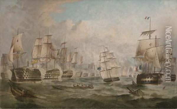 The Battle Of Trafalgar Oil Painting - William Barnett Spencer