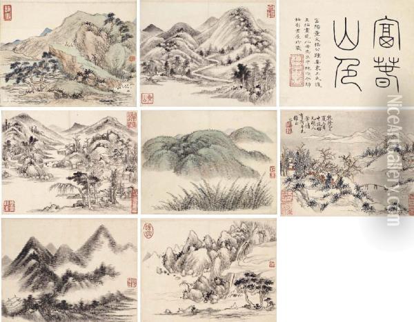 Miniature Landscapes After Yuan And Ming Masters Oil Painting - Dong Bangda