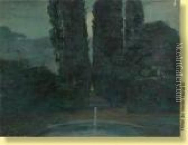 Fontaine Au Crepuscule Oil Painting - Henri Ottevaere