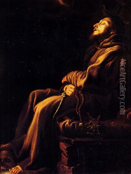 San Francesco In Meditazione Oil Painting - Domenico Feti