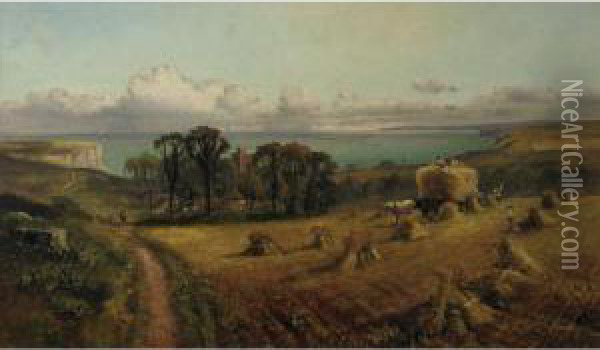 Harvest Along The Coast Oil Painting - John Syer