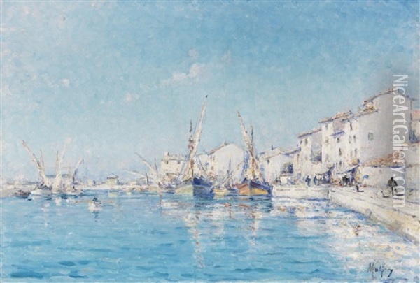 Der Sudfranzosische Fischerhafen Von Martigues Oil Painting - Henri Malfroy-Savigny