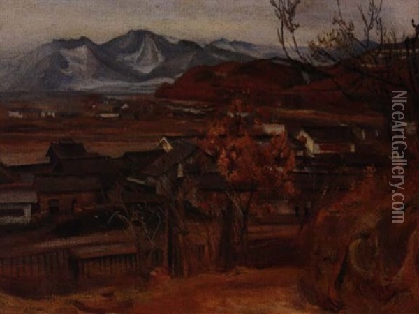 View Of Shinshu, Kamiyamada Oil Painting - Kanae Yamamoto