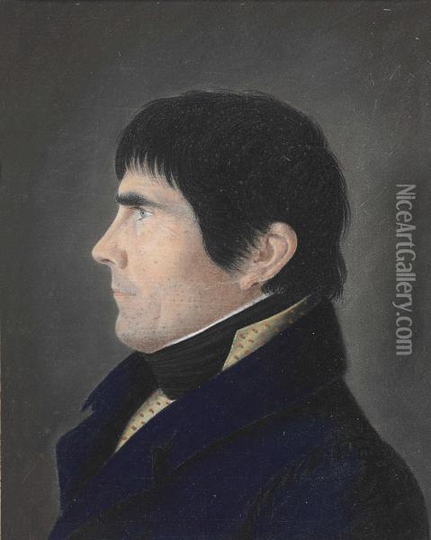 Portrait Of A Gentleman In Profile Oil Painting - Benjamin Greenleaf
