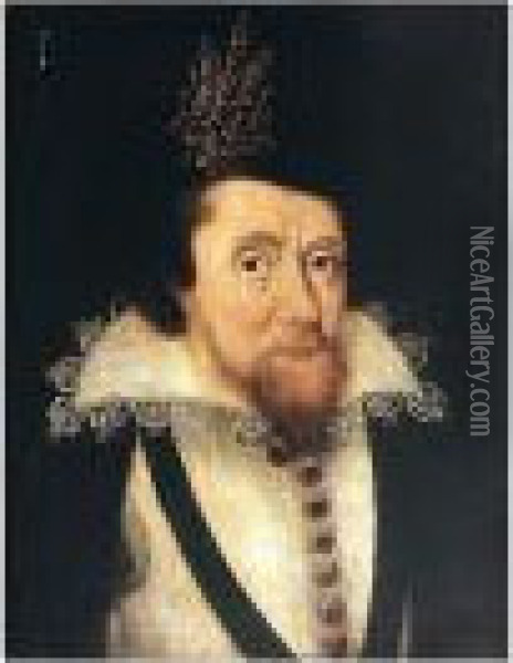 Portrait Of James I Oil Painting - John de Critz