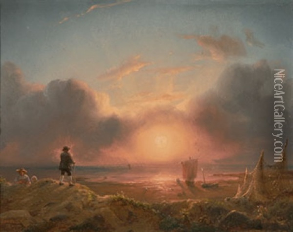 Sonnenuntergang Uber Dem Meer Oil Painting - Heinrich Friedrich Tank