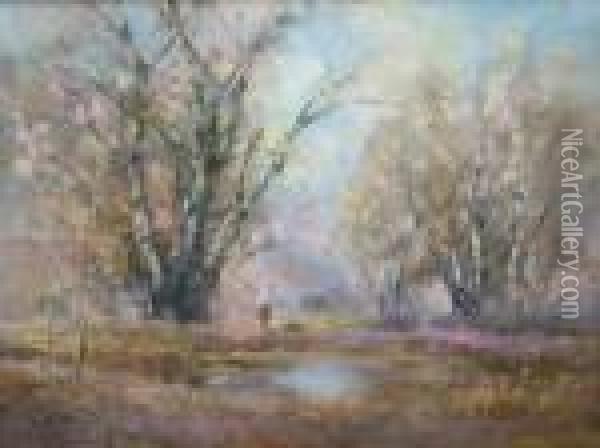 Figure In A Wood In Springtime Oil Painting - Lazlo Kezdy Kovacs