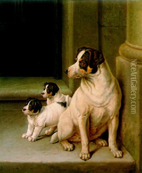 Jack Russell And Puppies Oil Painting - Horatio Henry Couldery
