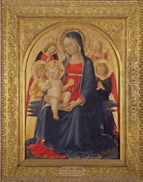 Madonna and Child with Angels, c.1467 Oil Painting - Bartolomeo Caporali
