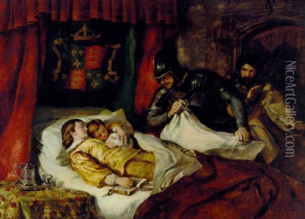 The Death Of Edward V And His Brother Richard, Duke Of York, In The Tower, 1483 Oil Painting - William Simson