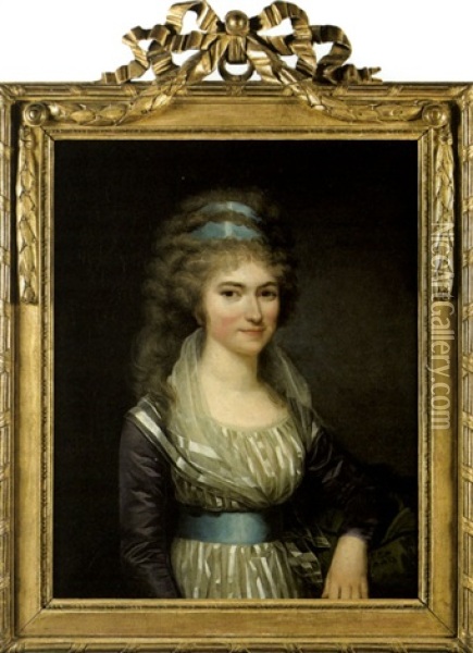 Portrait De Jeune Femme Oil Painting - Jean Laurent Mosnier