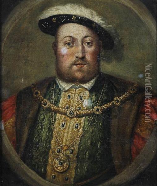 Portrait Of Henry Viii, British School Later 18th Century Oil Painting - Hans Holbein the Younger