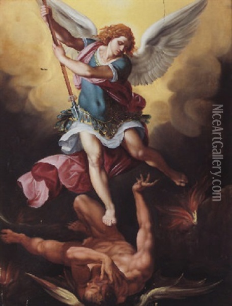 The Archangel Michael Triumphing Over Satan Oil Painting - Giuseppe Cesari