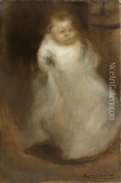 Enfant En Robe Blanche (jean-rene Carriere?) Oil Painting - Eugene Carriere