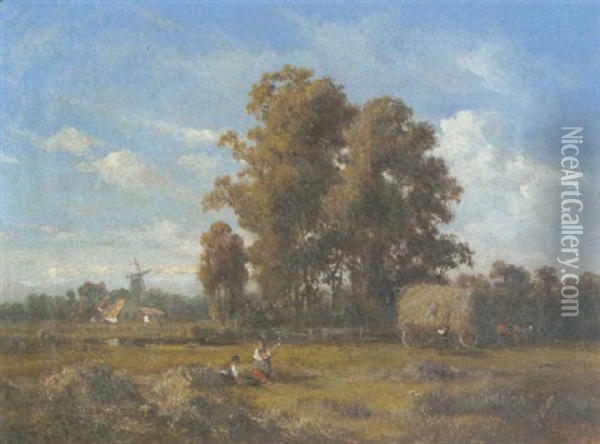 Heuernte Im Bremer Umland Oil Painting - Carl Georg Koester