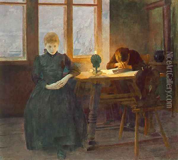 Orphans 1891 Oil Painting - Istvan Csok