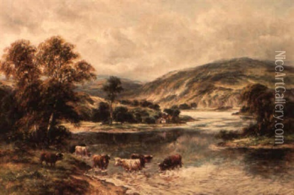 The Valley Of The River Wye Oil Painting - William Langley